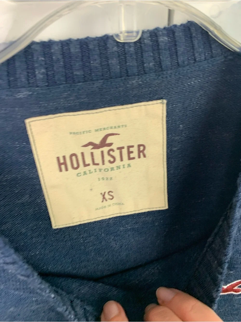 Hollister XS Men’s Long Sleeve Sweater Tee Gray Blue Y2K Preppy muscle